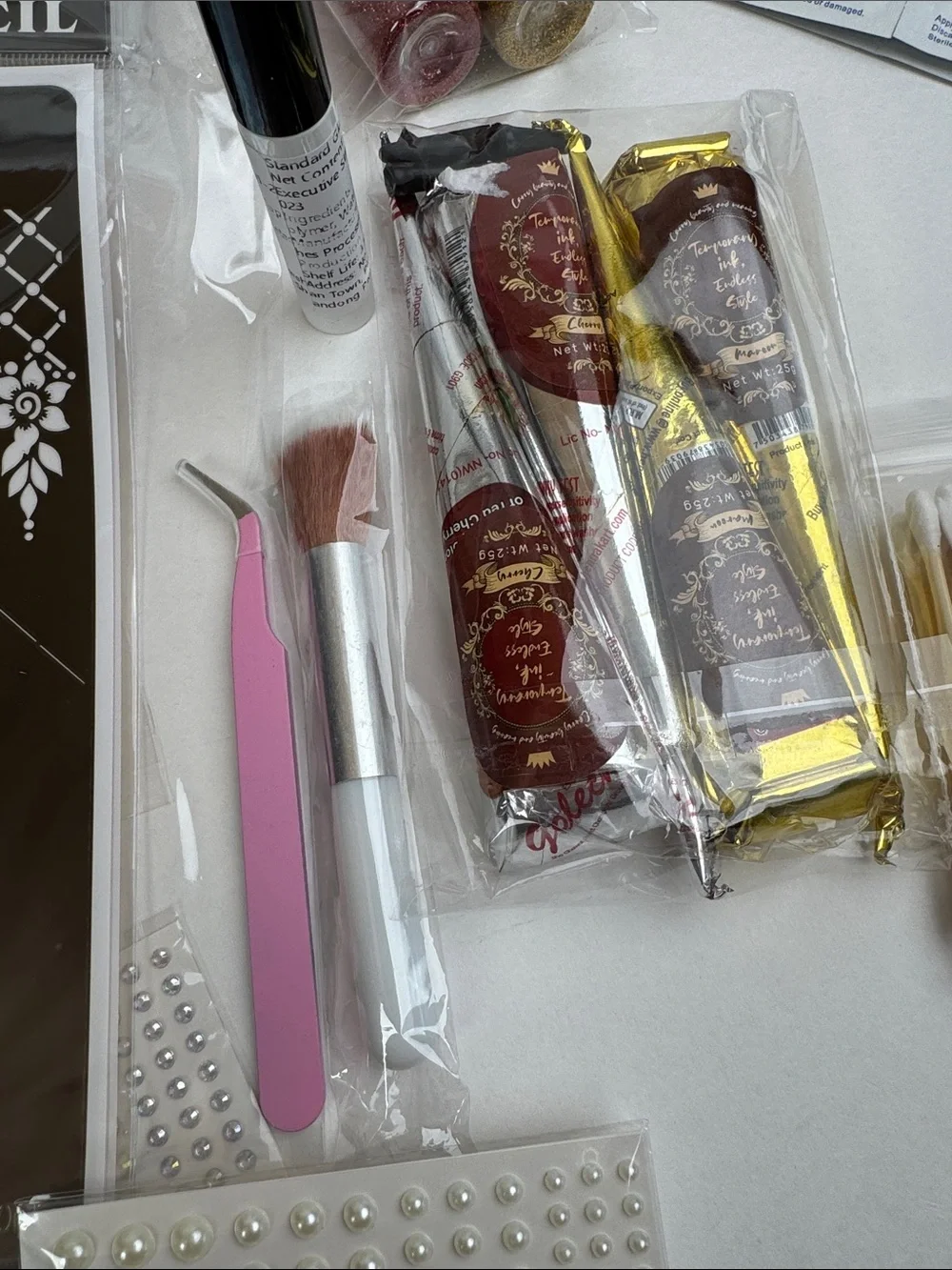 Temporary Tattoo Kit - Red and Gold Henna Style